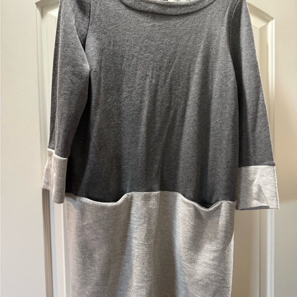 Lili’s Closet Gray Knit dress with Contrasting Trim